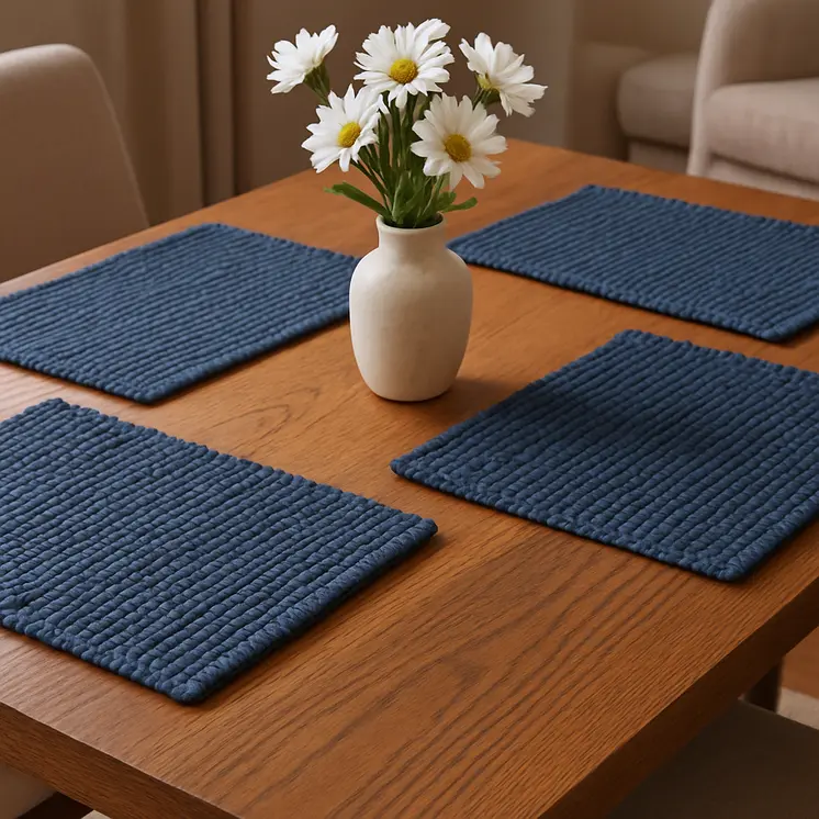 19" Set of Four Navy Blue Cotton Placemats