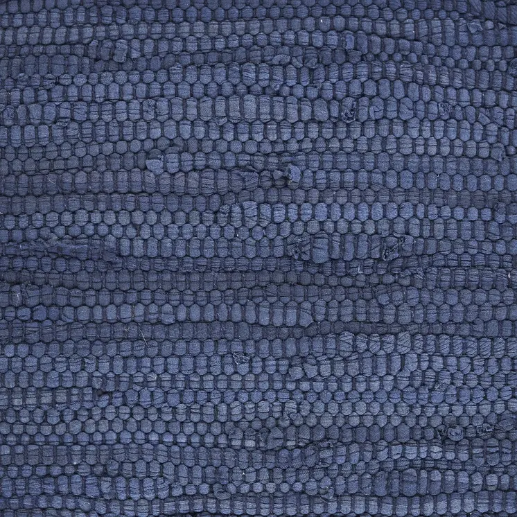 19" Set of Four Navy Blue And Natural Solid With Border Cotton Placemats