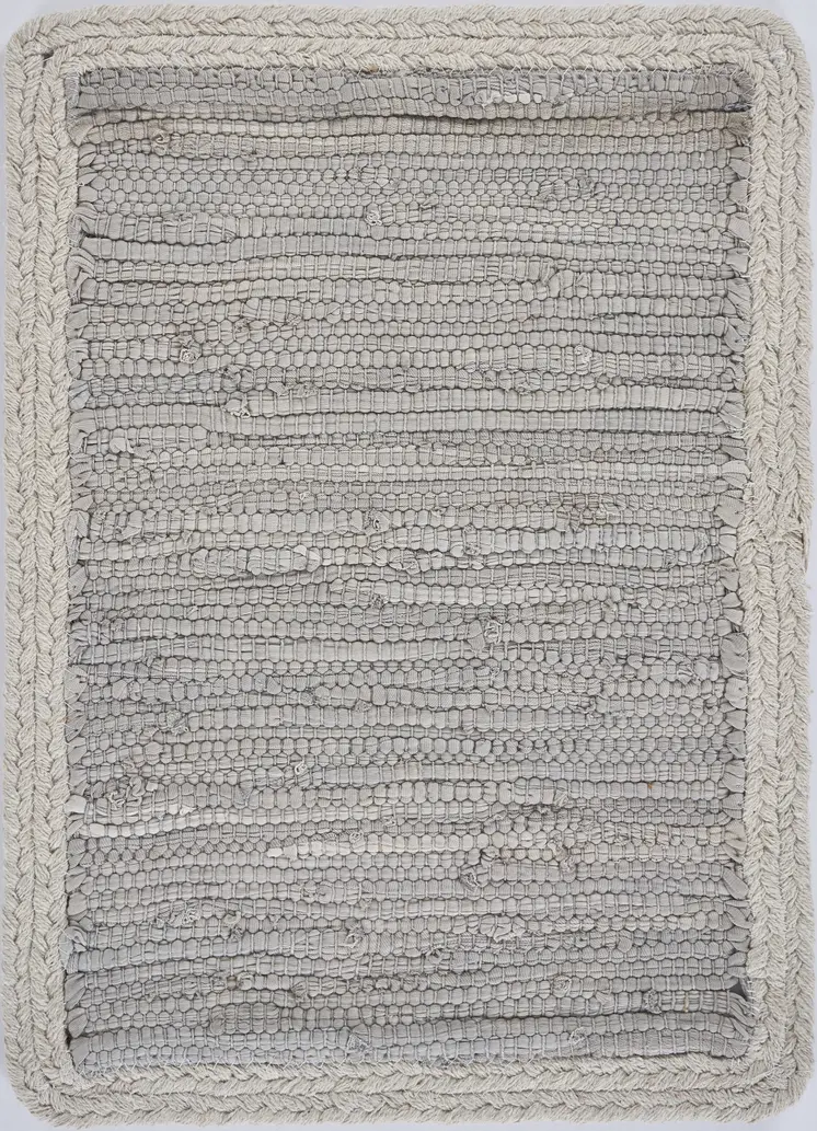 19" Set of Four Gray And Natural Cotton Placemats
