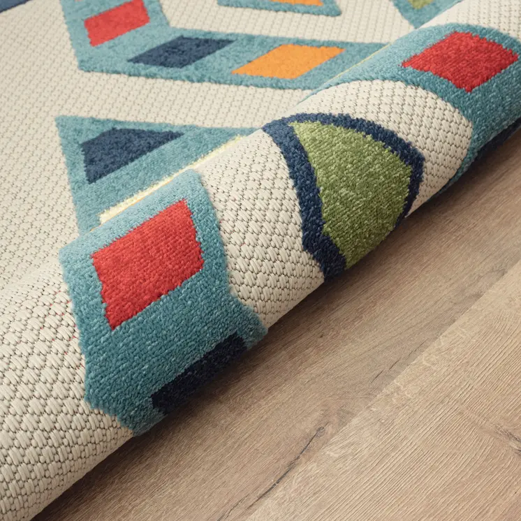 5' X 8' Blue Striped Non Skid Indoor Outdoor Area Rug