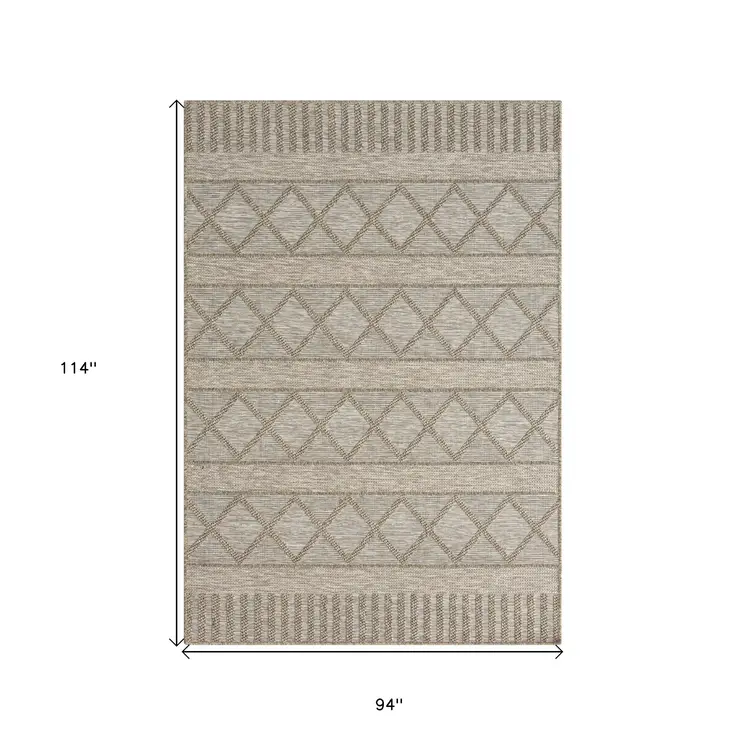 8' X 10' Gray Striped Handmade Indoor Outdoor Area Rug