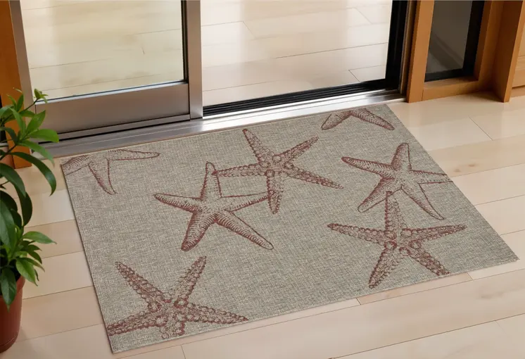 3' X 5' Gray Starfish Indoor Outdoor Area Rug