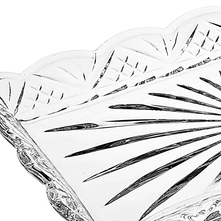 10" Clear Rectangular Cut Crystal Serving Tray
