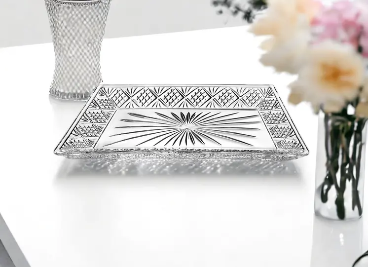 12" Cut Crystal Serving Tray