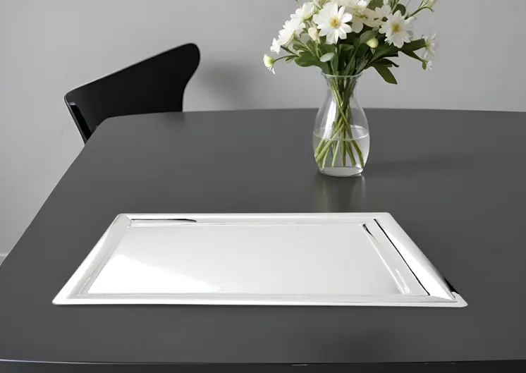 16" Silver Stainless Steel Serving Tray