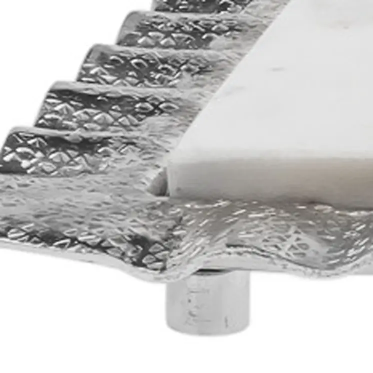 18" White and Silver Rectangular Marble Serving Tray