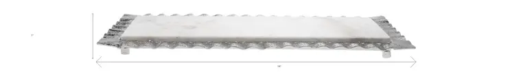 18" White and Silver Rectangular Marble Serving Tray