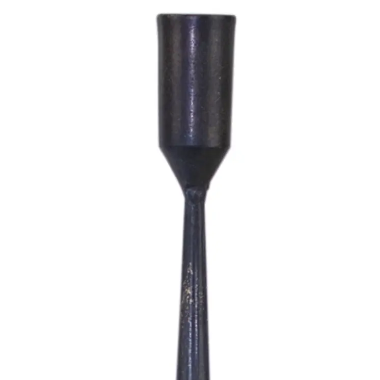 Set of Two Black Distressed Metal Tabletop Taper Candle Holders
