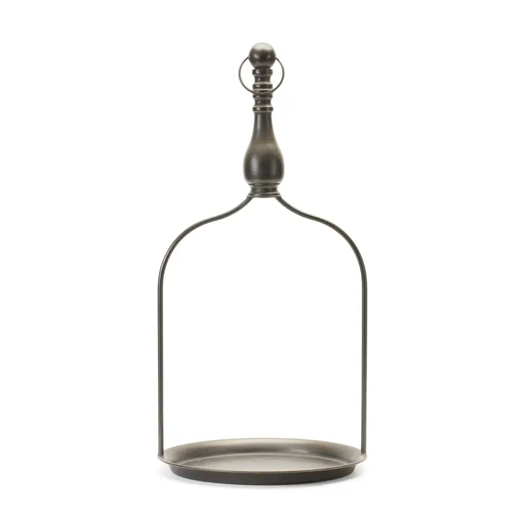 24" Brown Distressed Iron Tabletop Dish Candle Holder