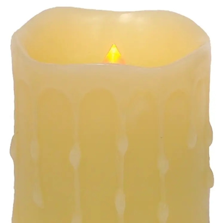 Set of Four Yellow Flameless Pillar Candles