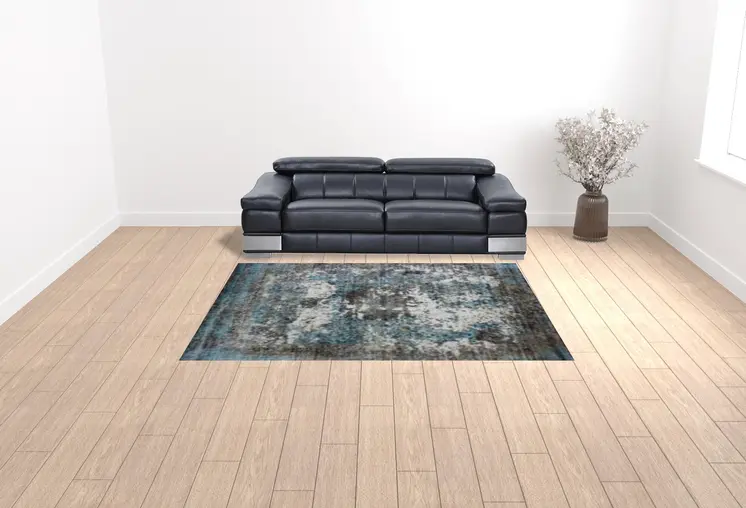 8' X 10' Gray And Ivory Abstract Hand Loomed Area Rug