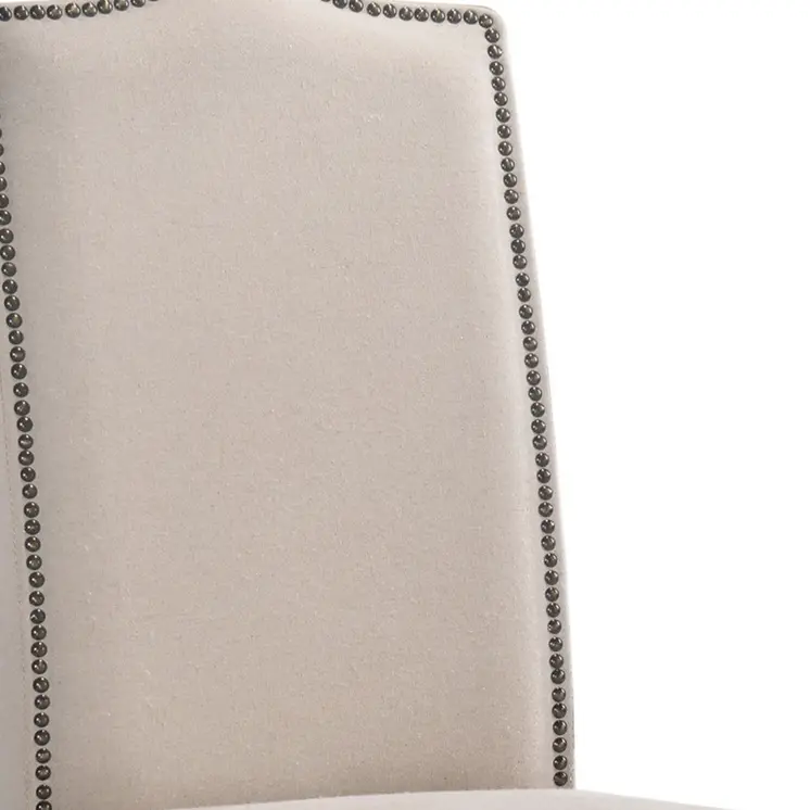Cream and Brown Upholstered Linen Dining Parsons Chair