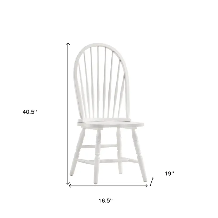 White Wood Windsor Back Dining Side Chair