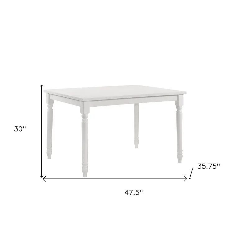 48" White Solid Wood Dining Table