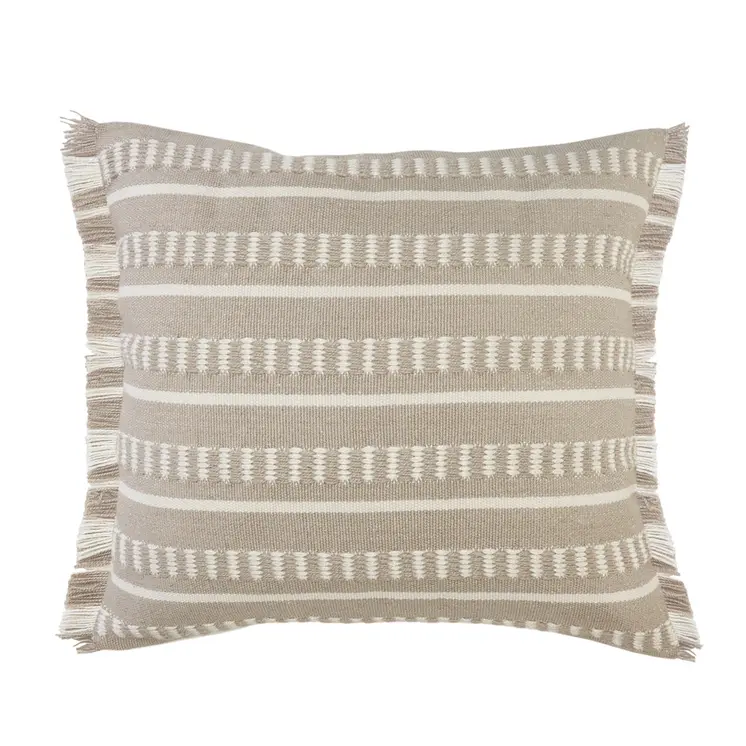 24" X 24" Tan Zippered Coastal Indoor Outdoor Throw Pillow