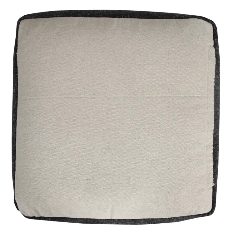 18" Black Cotton Geometric Pouf Ottoman