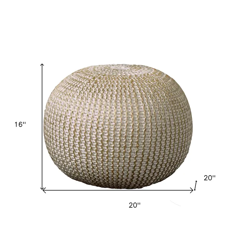 20" Gold Cotton Round Pouf Ottoman