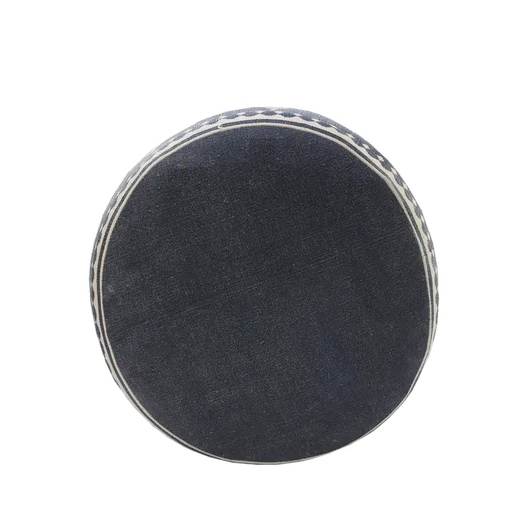 18" Blue Cotton Cylinder Paisley Pouf Ottoman