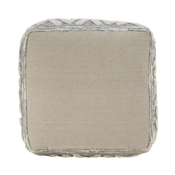 16" Gray Fabric Pouf Ottoman