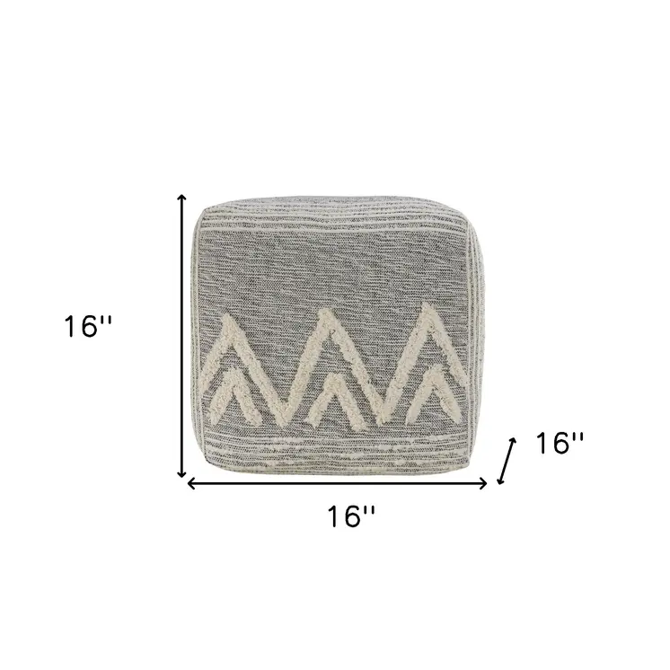 16" Gray Fabric Pouf Ottoman