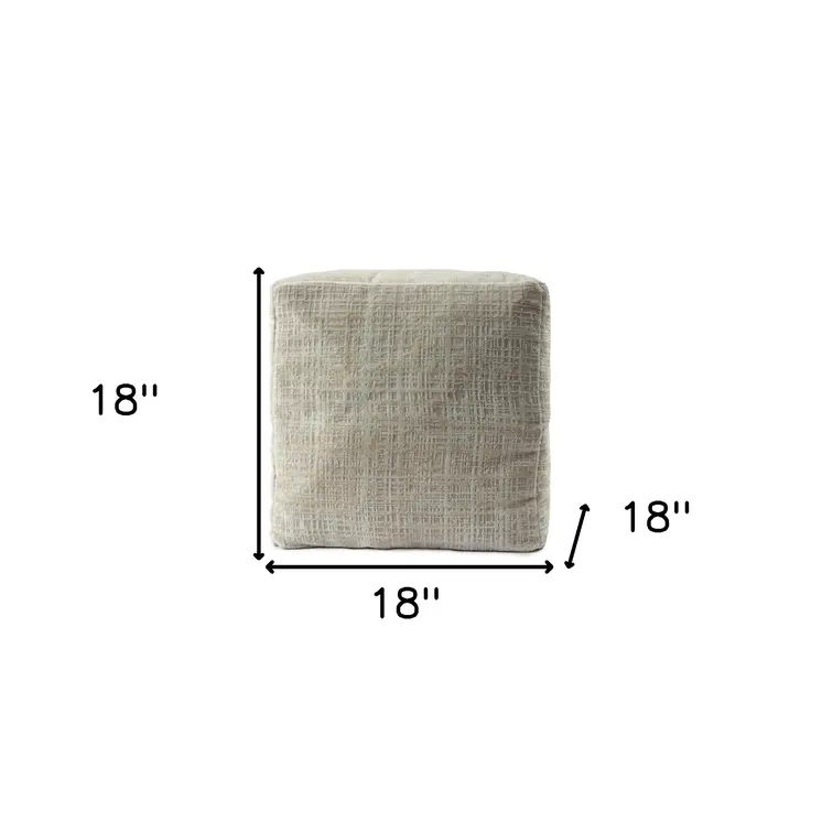 18" Beige Abstract Pouf Ottoman