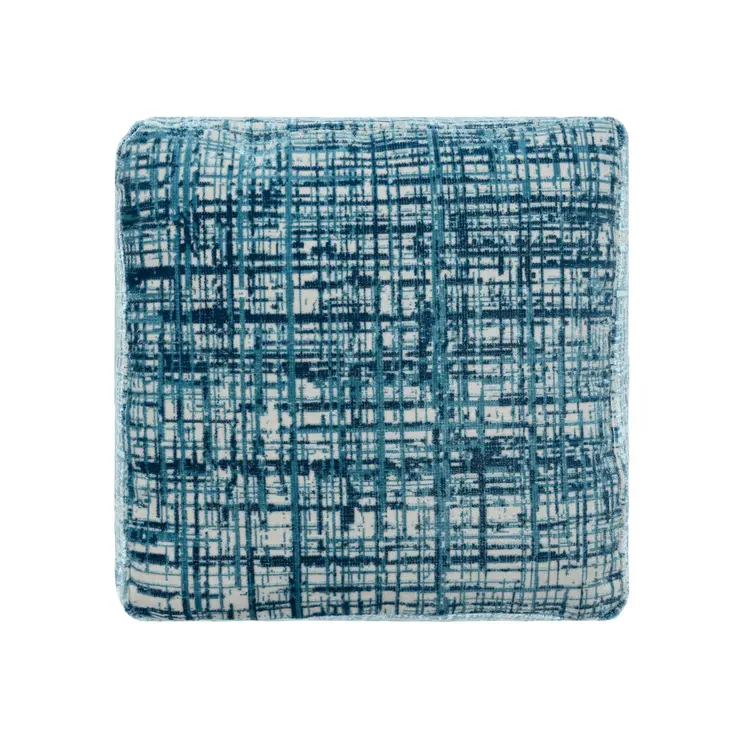 18" Blue Abstract Pouf Ottoman
