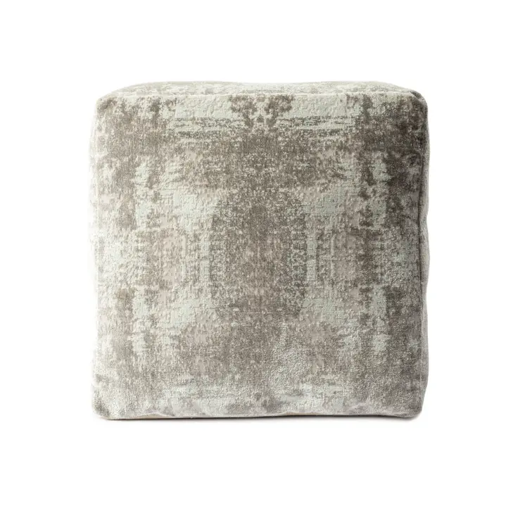 18" Gray Abstract Pouf Ottoman