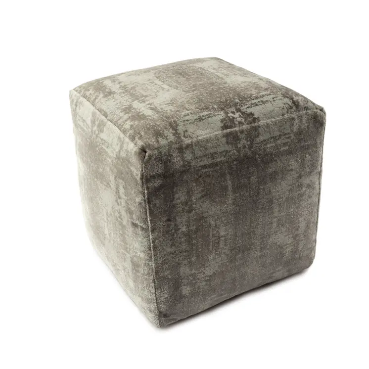18" Gray Abstract Pouf Ottoman