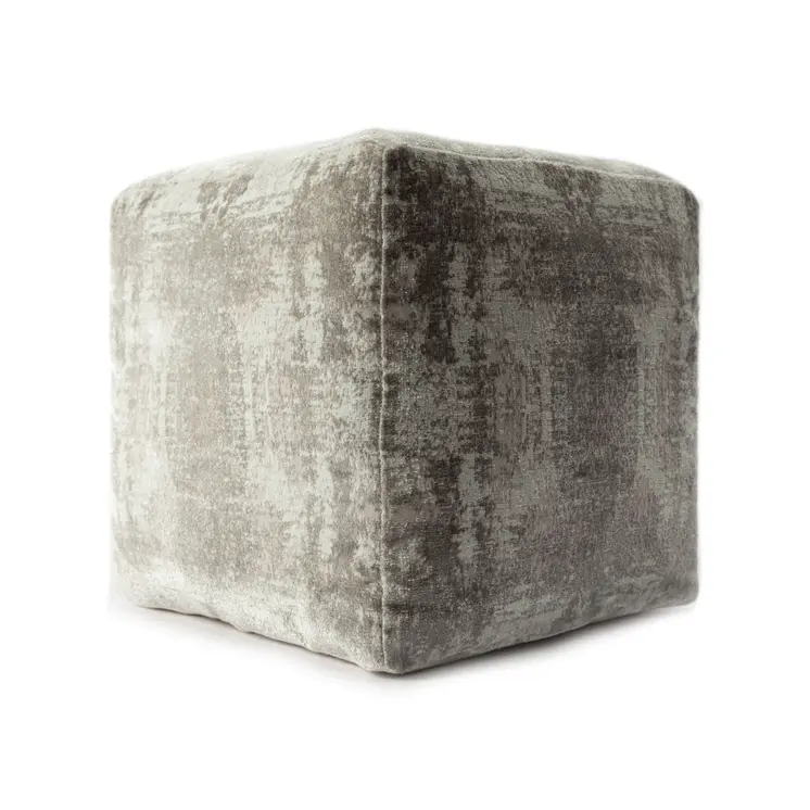 18" Gray Abstract Pouf Ottoman