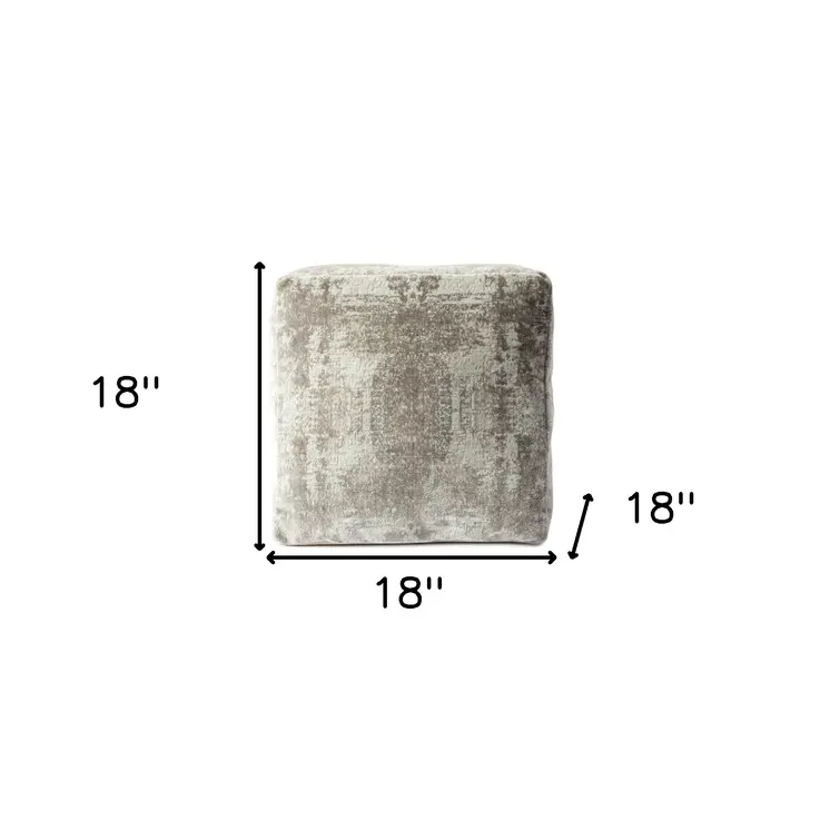 18" Gray Abstract Pouf Ottoman