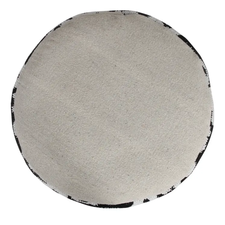 18" Black Cylinder Abstract Pouf Ottoman