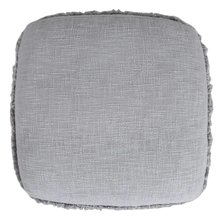 18" Gray Cotton Striped Pouf Ottoman