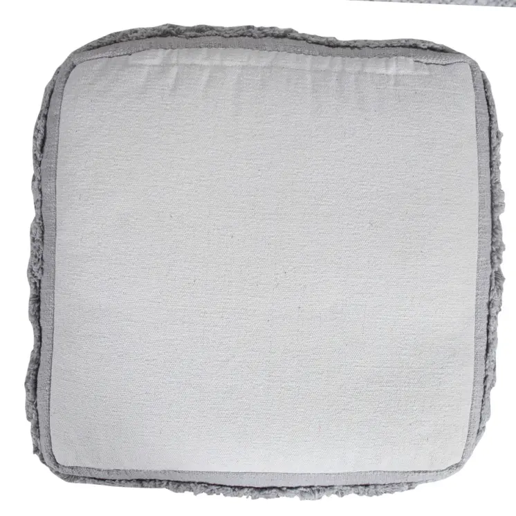 18" Gray Cotton Striped Pouf Ottoman