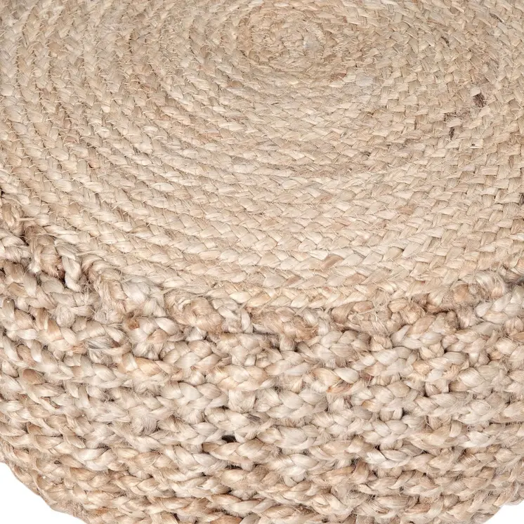 20" Tan Round Geometric Pouf Ottoman