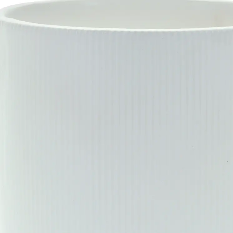 White Ceramic 7 Ounce Striped Footed Pot Planter