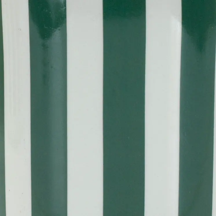 Set of Two Green And White Dolomite Striped 4 Ounce Round Pot Planters
