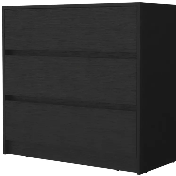 33" Black Three Drawer Dresser