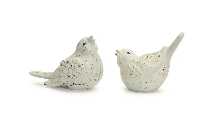 Set of Four Ivory Ceramic Bird Figurines