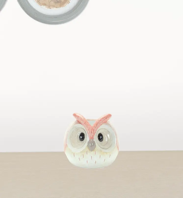 Set Of Three 4" Blue and Gray Resin Owl Figurine