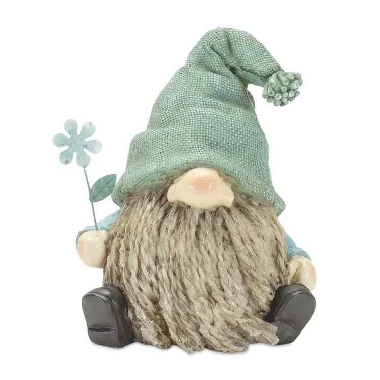 Set of Four Brown And Green Polyresin Gnomes
