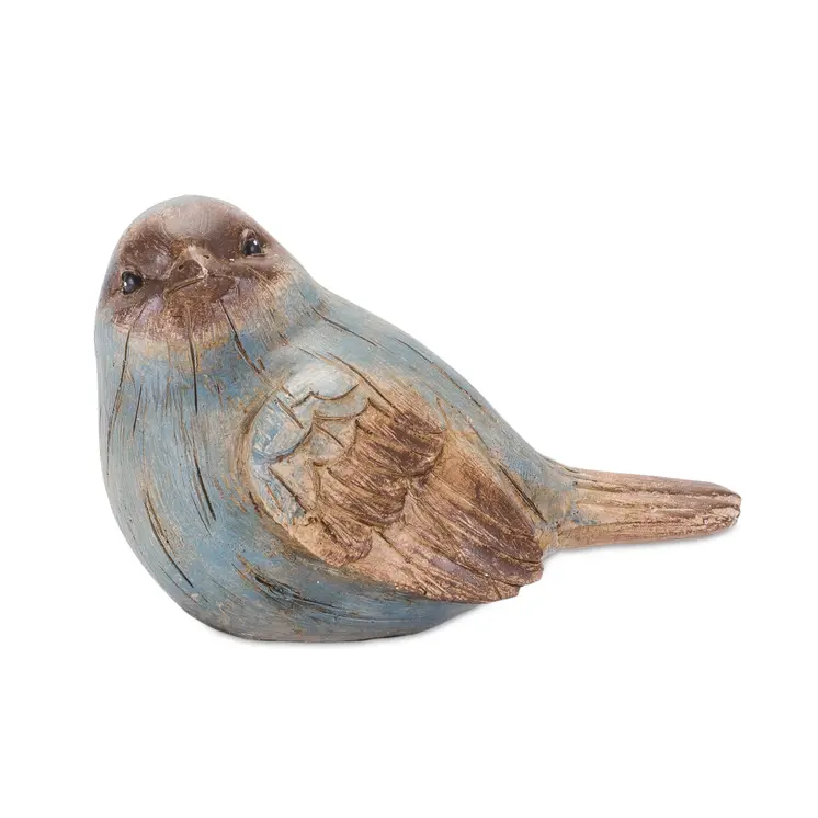 Set of Six 3" Blue And Brown Polyresin Bird Figurine Tabletop Sculpture