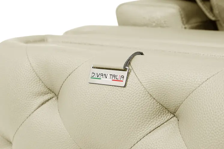 Two Piece Indoor Beige Italian Leather Five Person Seating Set