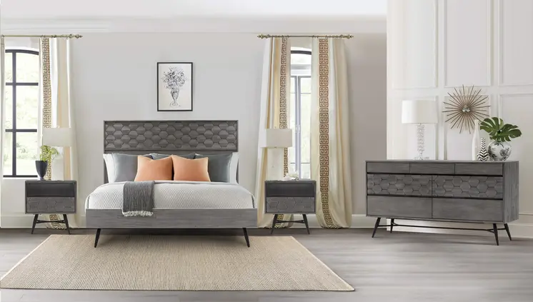 61" Gray Solid Wood Six Drawer Double Dresser