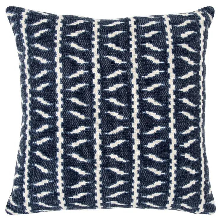 20" Blue and White Cotton Pillow