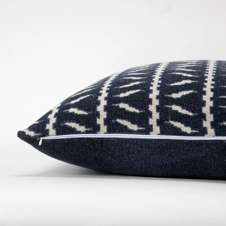 20" Blue and White Cotton Pillow