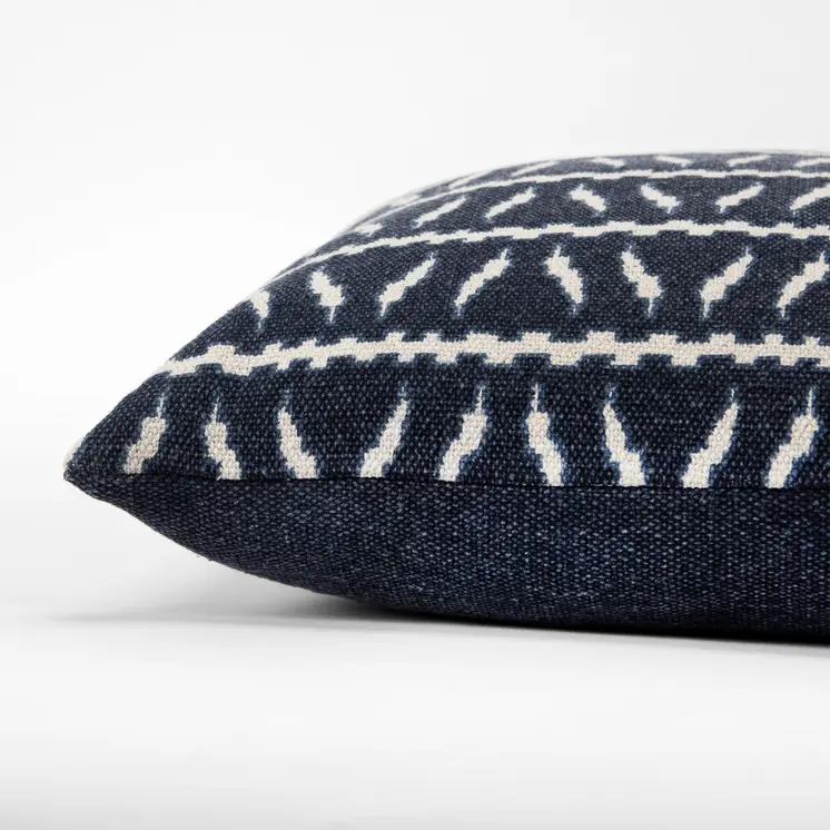 20" Blue and White Cotton Pillow