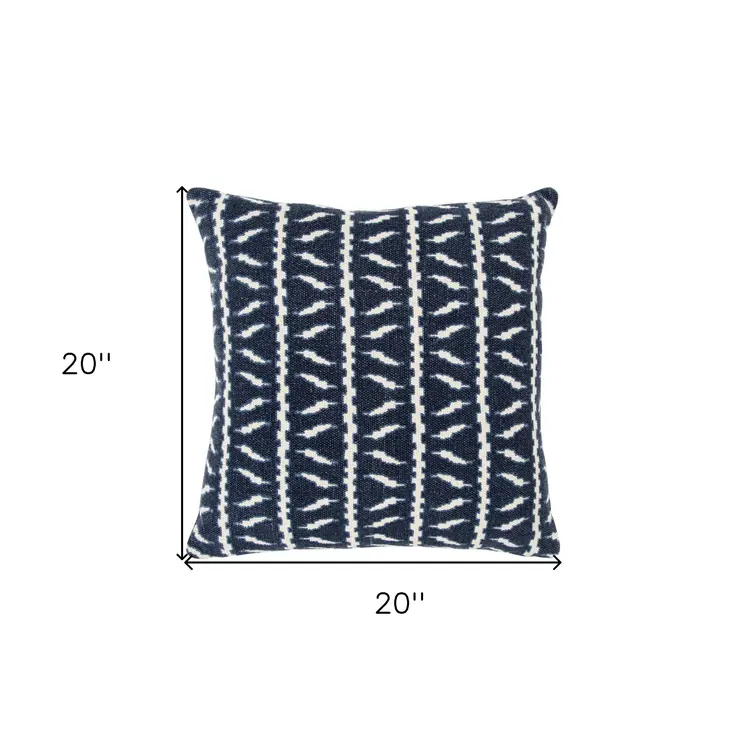 20" Blue and White Cotton Pillow