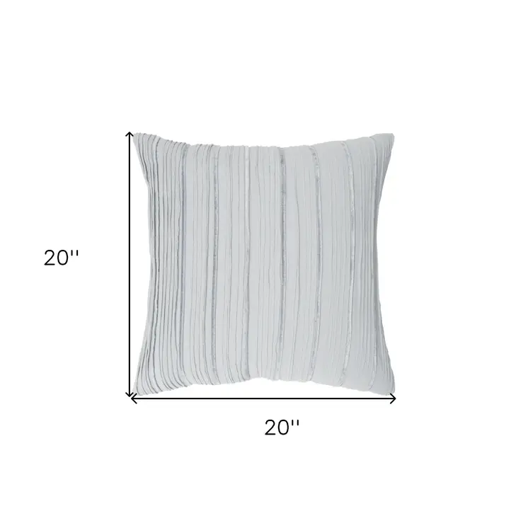 20" Light Blue Striped Cotton Blend Throw Pillow
