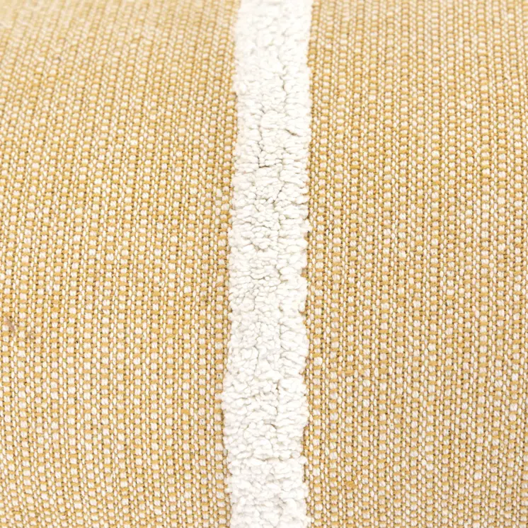 14" X 14" Yellow and White Cotton Pillow With Tassels Edges