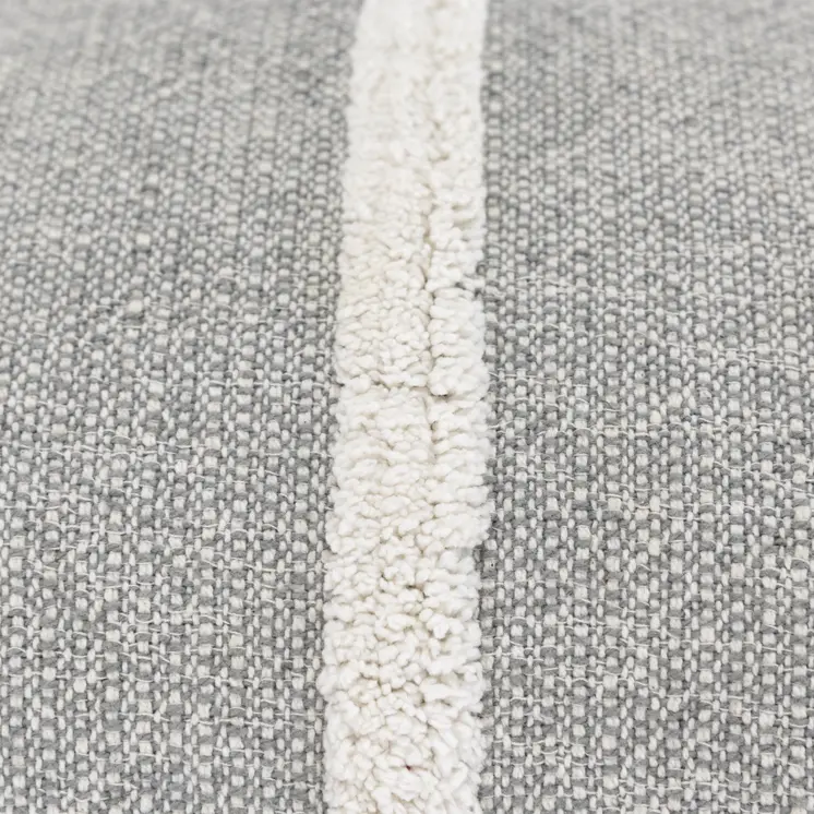 14" X 14" Gray and White Cotton Pillow With Tassels Edges